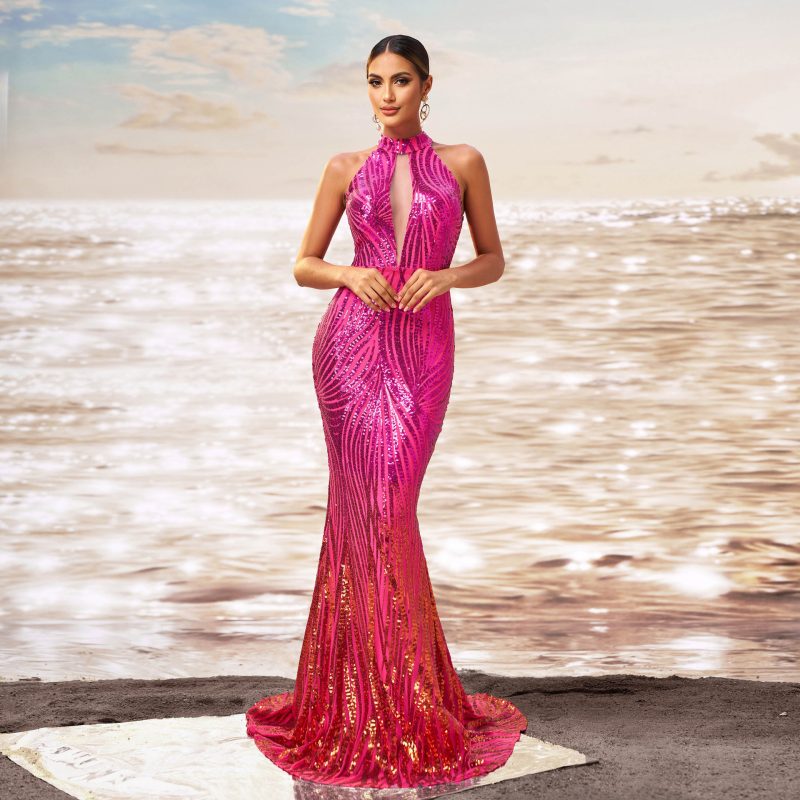 Sequined Fishtail Evening Dress for Women