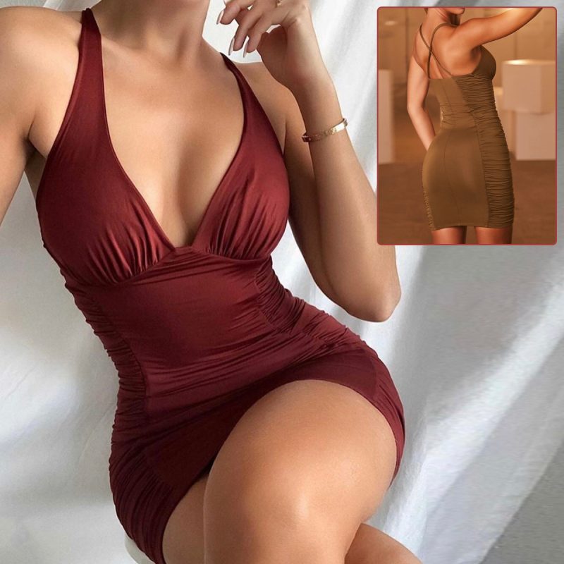 Backless Slim Suspender Mini Dresses – Deep V-Neck Summer Dress for Women