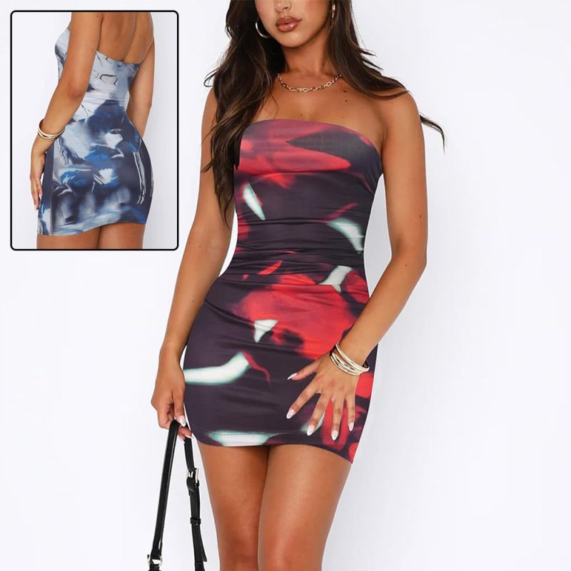 Women's Pullover Tube Dress - Floral Print & Sexy Summer Bodycon Dresses