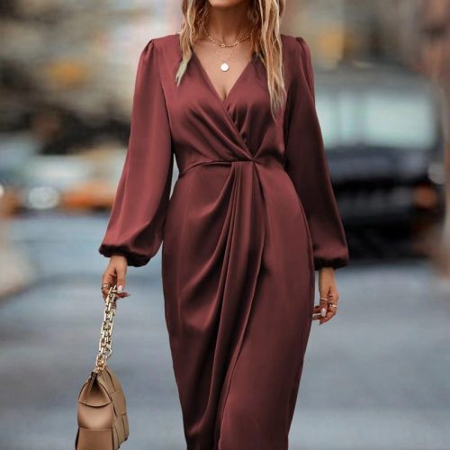 Women's Pure Color Split Dress