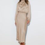 Lady of Note Formal Dress - Elegant Long Sleeve Satin Maxi